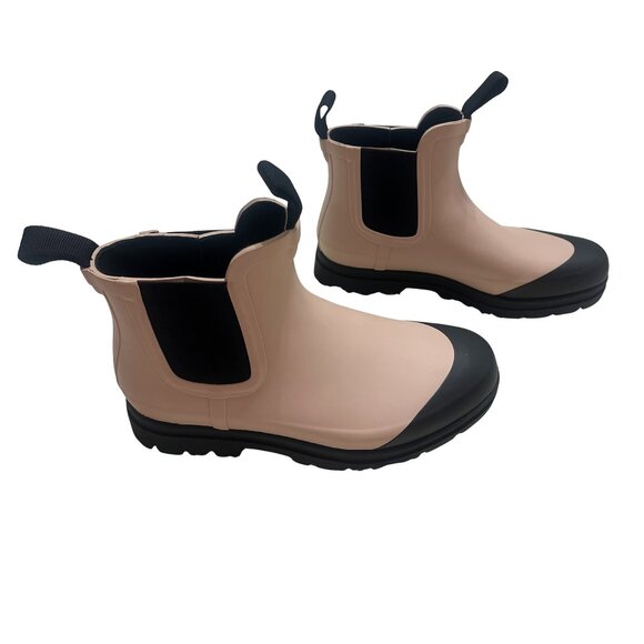 Everlane The Rain Boot Pink Black Chunky Chelsea Waterproof Ankle Rain Boots 8 - Picture 4 of 10